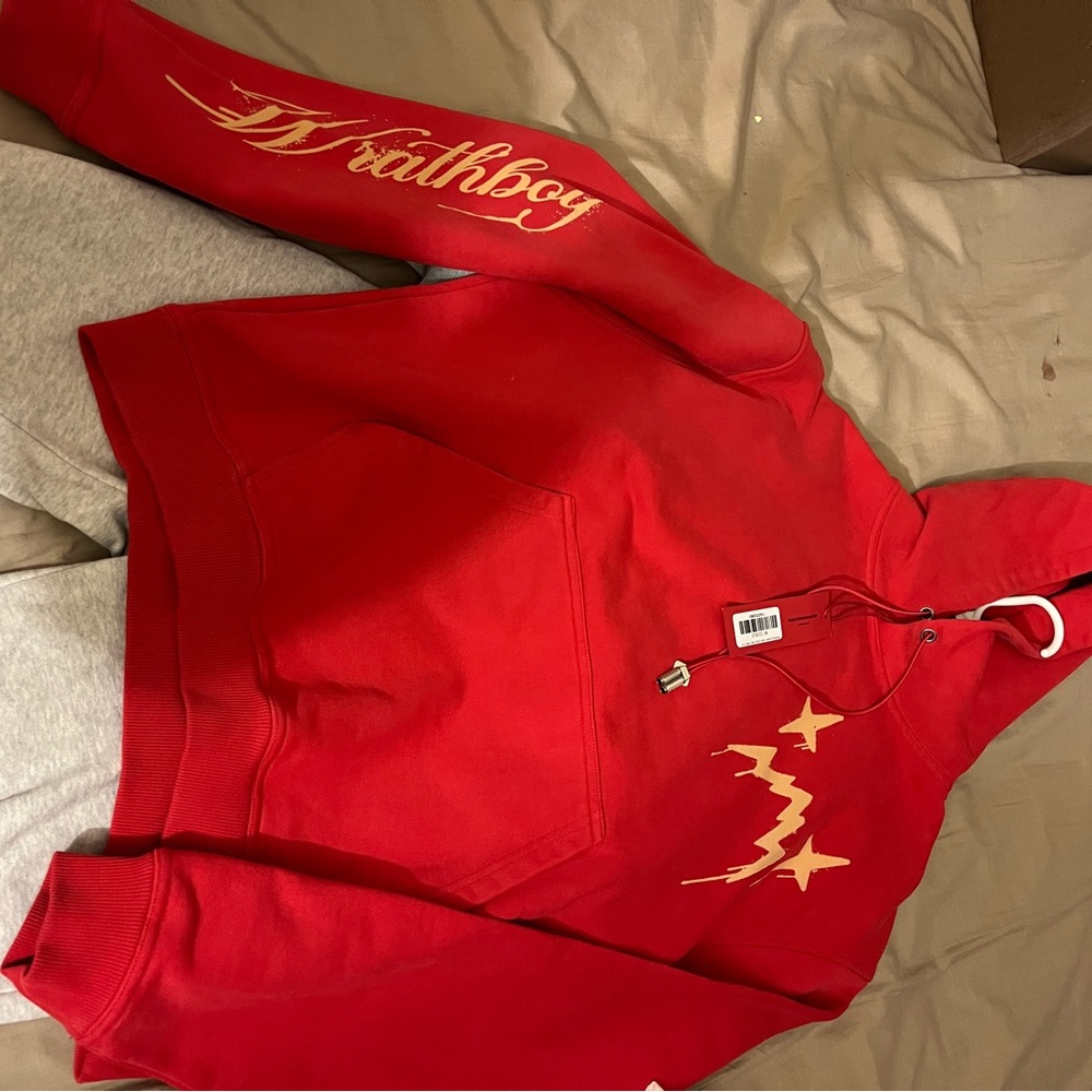 Red Wrathboy Hoodie with Gold Accents
